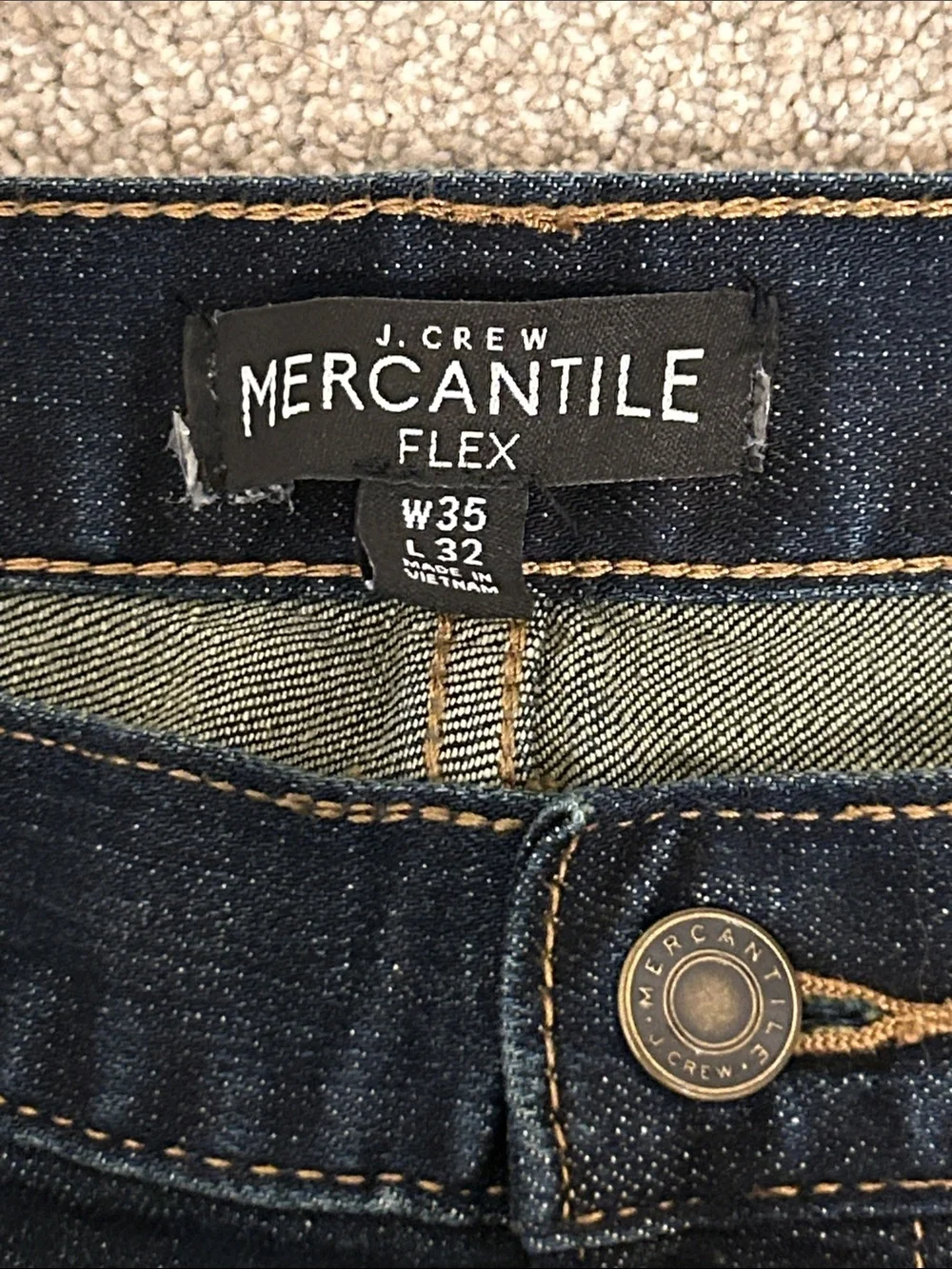 J Crew Mercantile Men's Dark Blue Slim Straight-Leg Jeans size 35x32